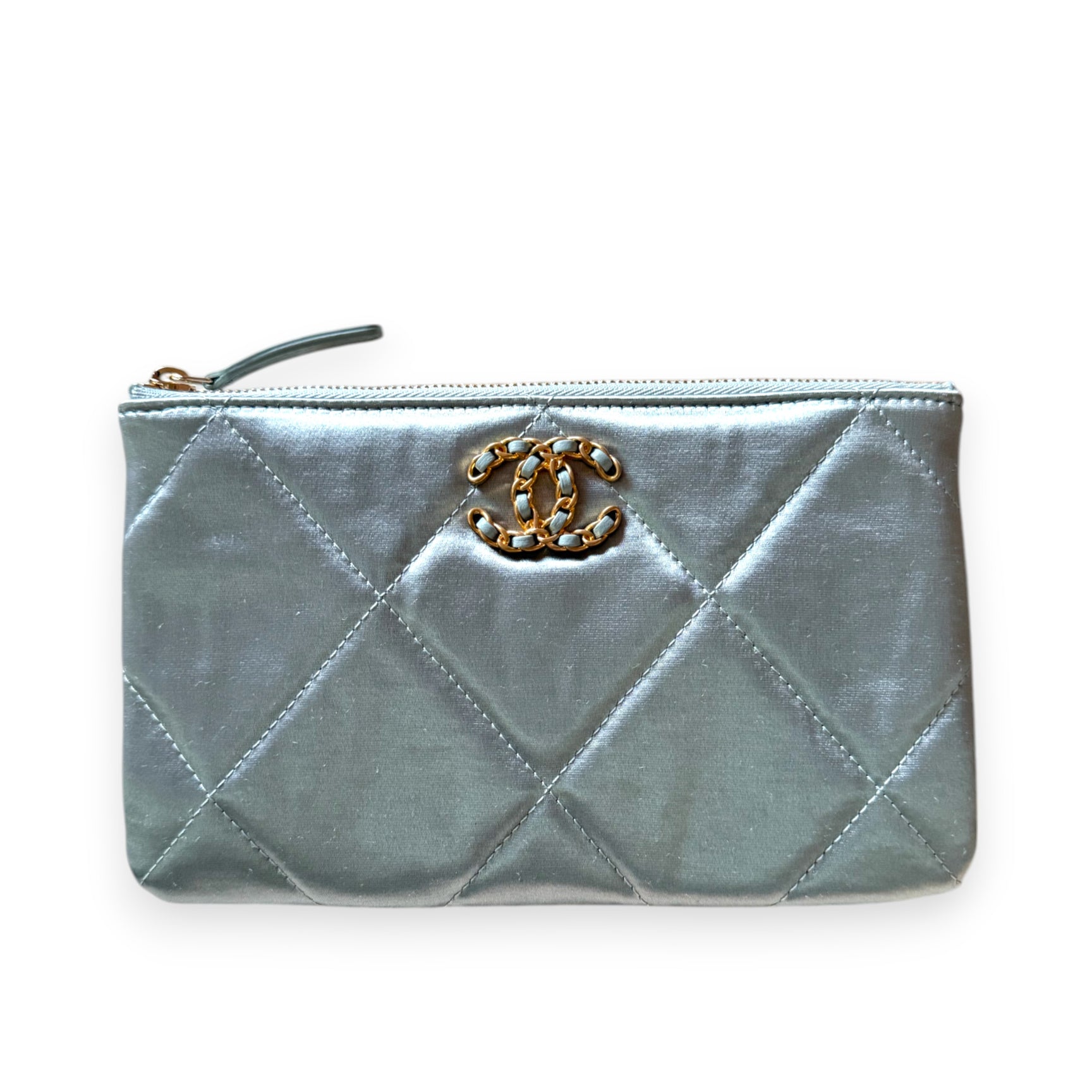 Chanel Pochette 19 in raso grigio-verde, edizione VIP Gift