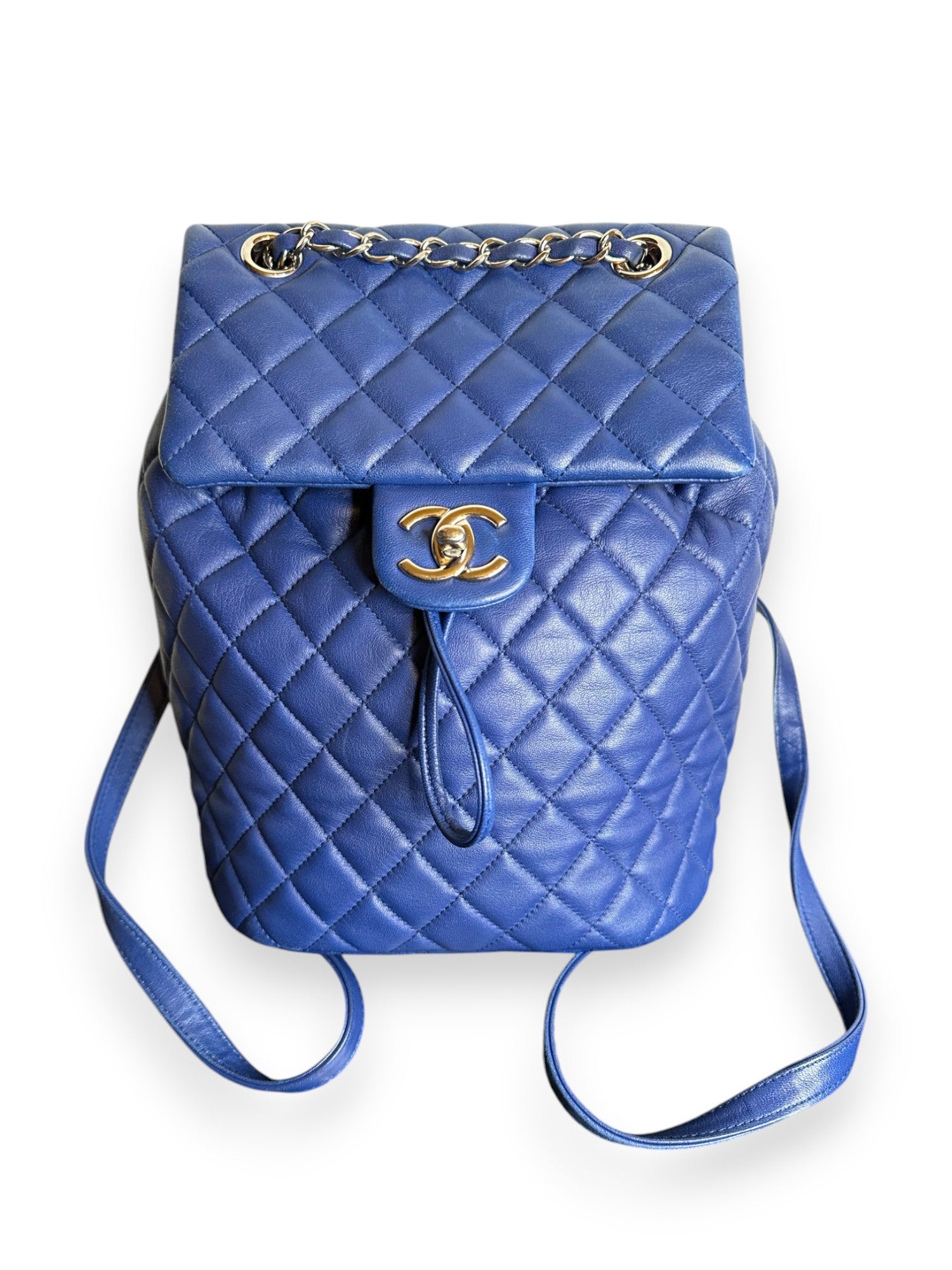 Chanel Urban Spirit blu elettrico in pelle matelassé con metalleria palladio